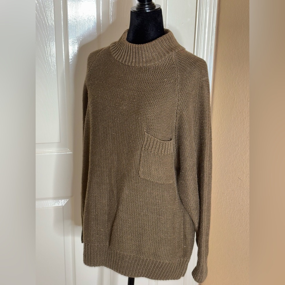 Gap Sweater Womens L Brown Classic Cotton Ribbed Chunky Knit Crewneck Fisherman‌